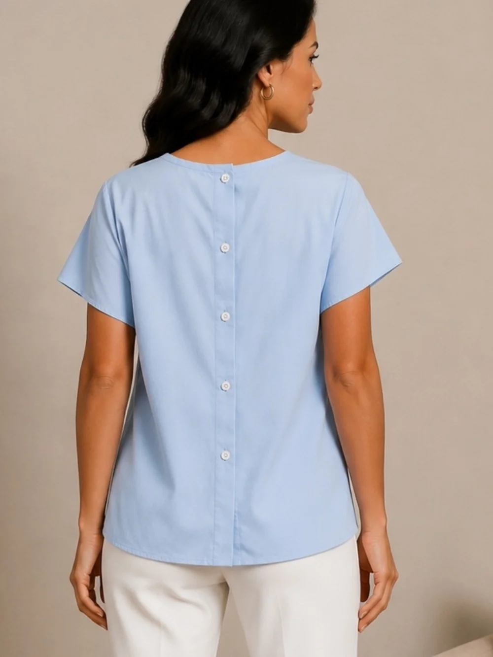 J. Crew Light Blue Tie-Front Blouse with White Wide-Leg Pants